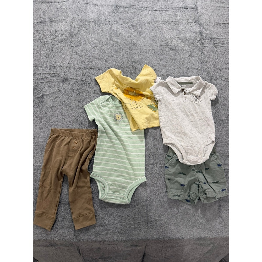 Carter's Just One You Baby Boy 9M Bundle‎ Lion Alligator Bodysuits Pants Shorts